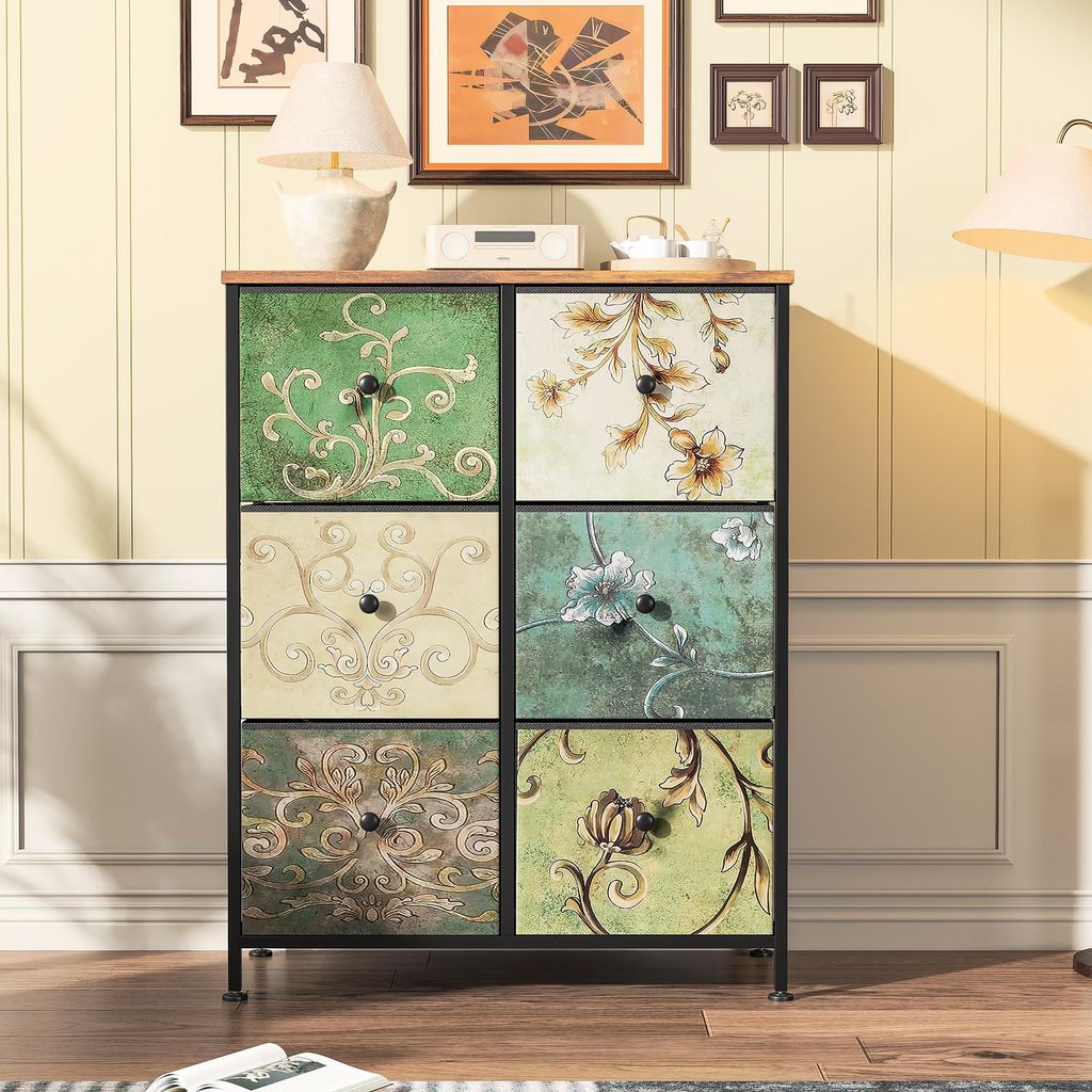 Komoda z tkaniny z 6 szufladami, 67,5 x 30 x 86,5 cm - wzór Zdjęcie produktu 