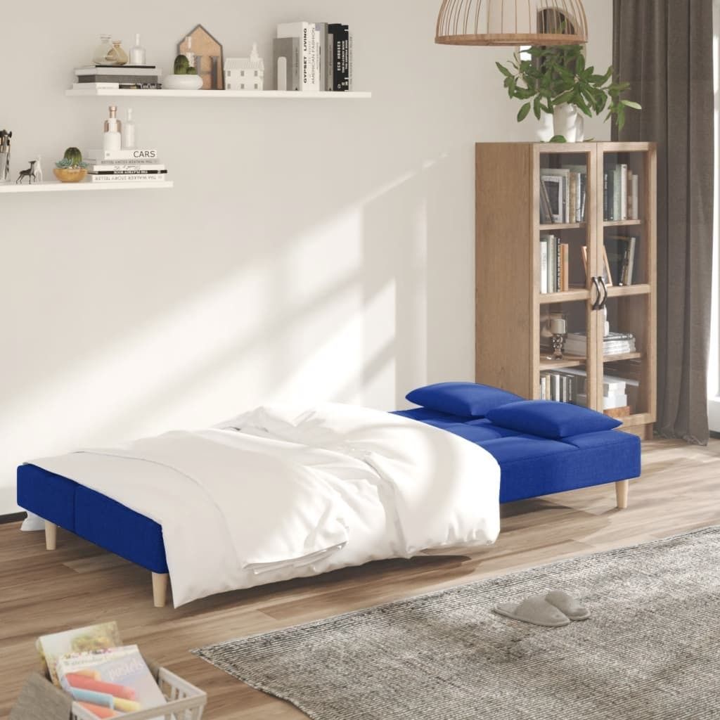 "Winterschlussverkauf "Schlafsofa - CLORIS - Bettsofa eleganten Design - 2-Sitzer mit 2 Kissen Blau Stoff - 200 x 84,5 x 69 cm - DEMöbel8696049