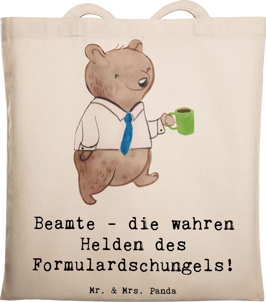 Mr. & Mrs. Panda stofftasche baumwolle Beamtin Heldin - Transparent - Geschenk, Berufsalltag, Präzision, Laptoptasche, handgefertigte Geschenke, B...