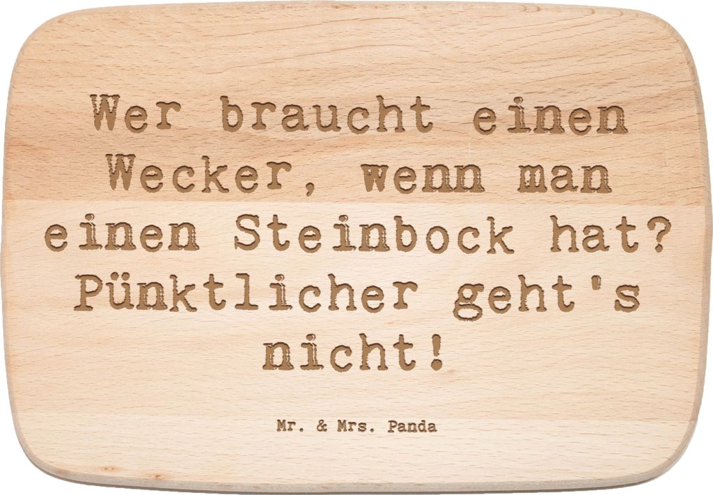 Mr. & Mrs. Panda Frühstücksbrettchen Spruch Steinbock Wecker - Transparent - Geschenk, schneidbrett, Tierkreiszeichen, Bodenständigkeit, Inspira...