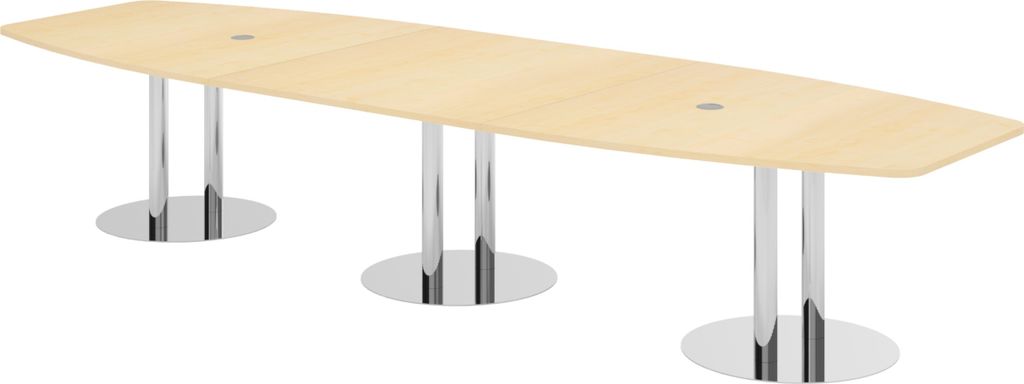 bümö Konferenztisch groß KT40 - Nachbildung Ahorn, tischfuss: Chromsäulen