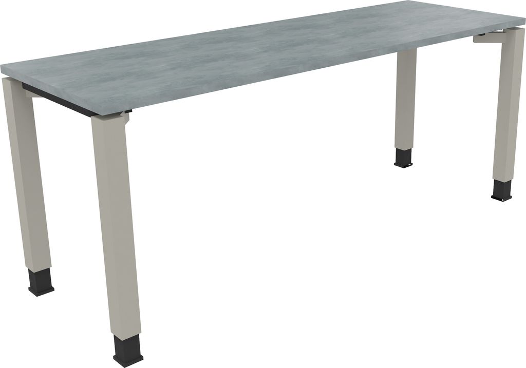 Schreibtisch Vierfuß Quadratrohr B1800xT600xH680-820 si/Beton hell