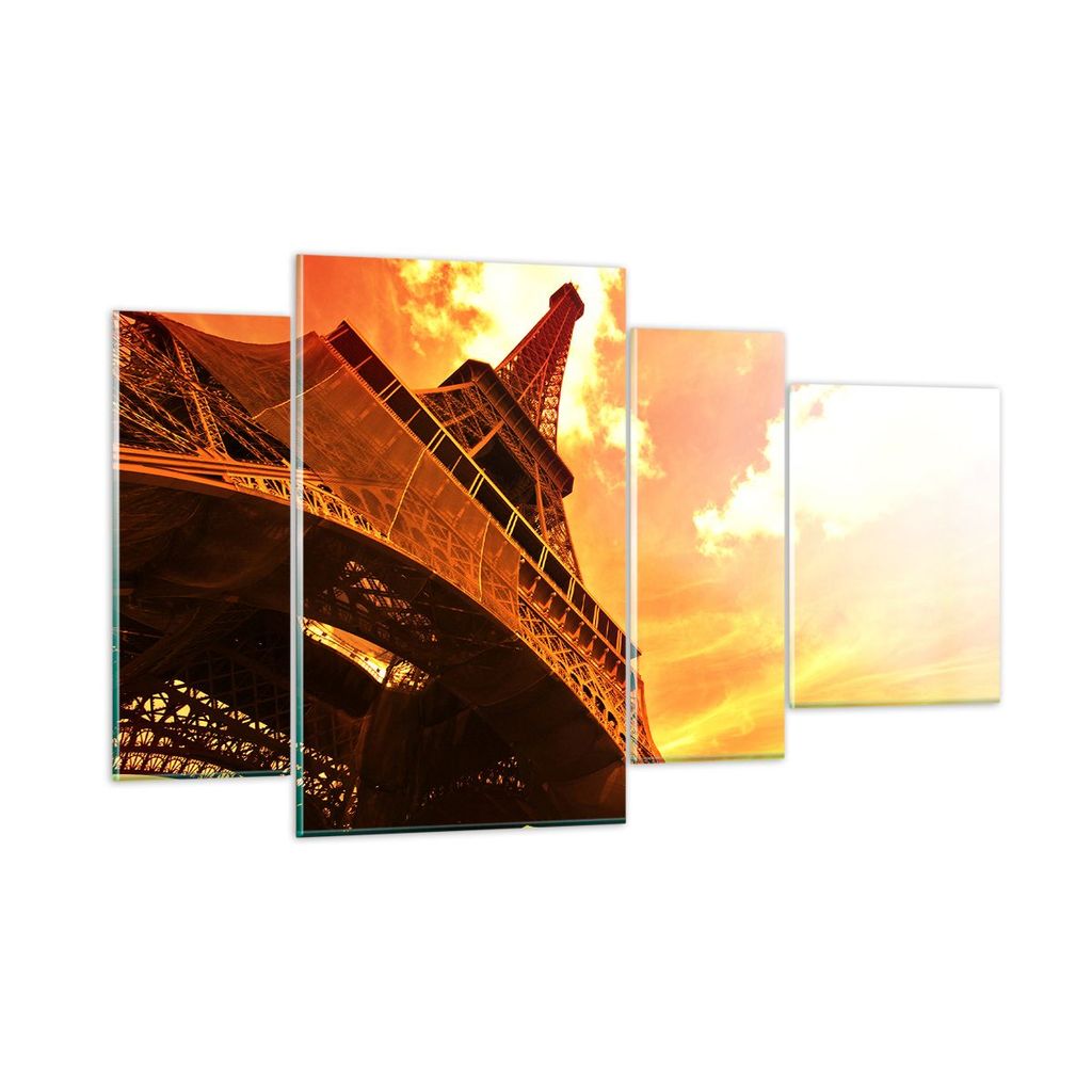 Bilder auf glas - Eiffelturm Paris Stadt Bau - 120x70cm - Glasbilder - Wandbilder - Kunstdruck - zum Aufhängen bereit - Wanddekoration aus Glas - ...
