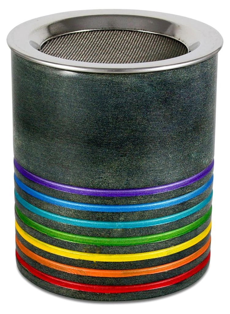 Räuchergefäß aus Speckstein mit Sieb in Grau und Regenbogenfarben, Ø 8 cm, 9 x 8 cm modernes Teelicht - Stövchen