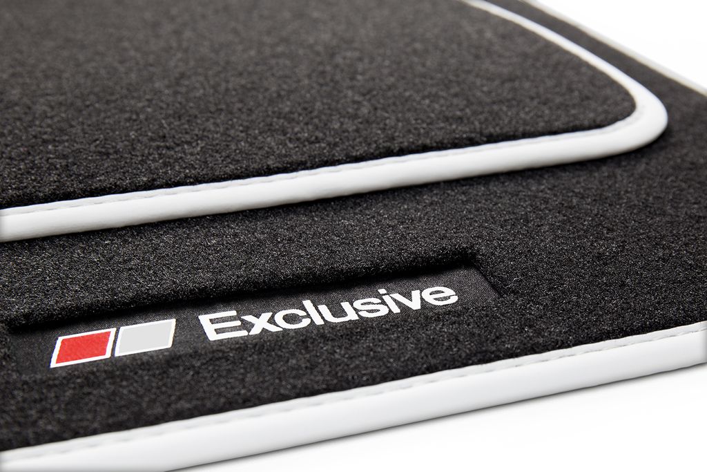 Exclusive Line Fußmatten passend für Fiat 500 ab Bj. 2007-2013, Bandeinfassung:Silber