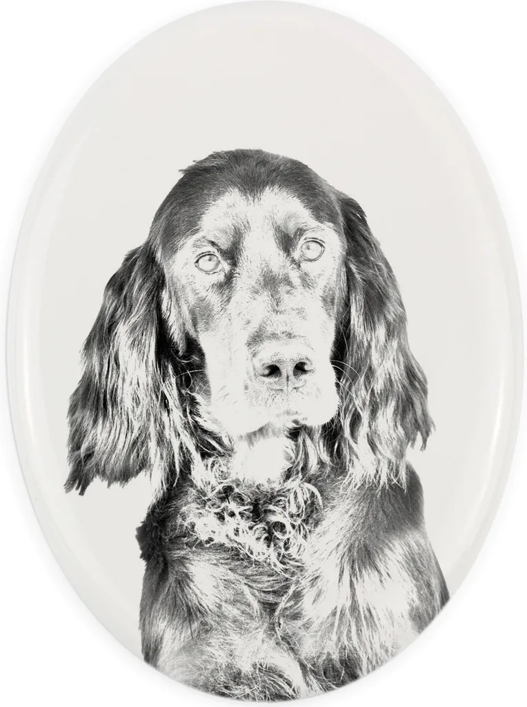 Gordon Setter - targa commemorativa con immagine di cane, lapide con stampa, targa ovale personalizzata del marchio Art-Dog