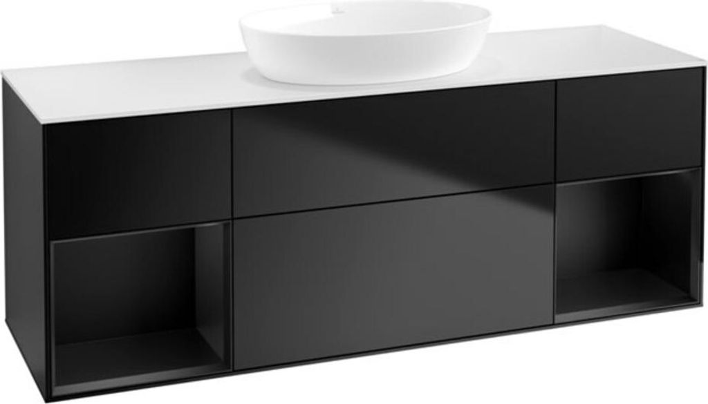 V&B Waschtischunterschrank Wandbeleuchtung Finion 160cm, Pl w m, Reg bla m Lac, bla m Lac