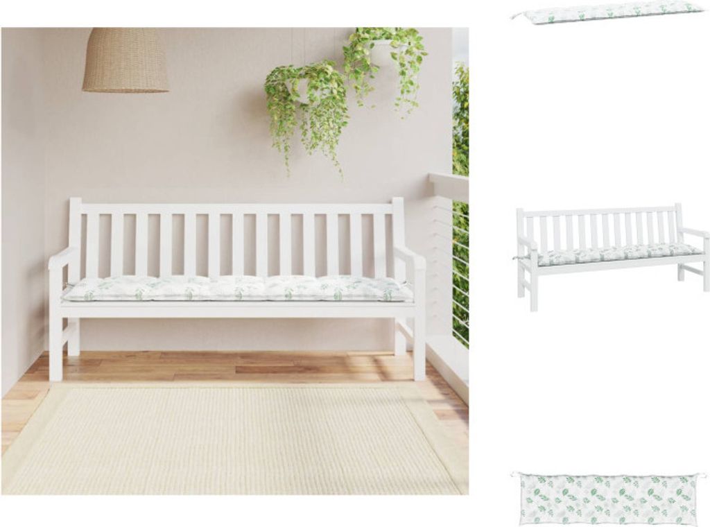 vidaXL Gartenbank-Auflage Blattmuster 180x50x7 cm Oxford-Gewebe - Sitzpolster