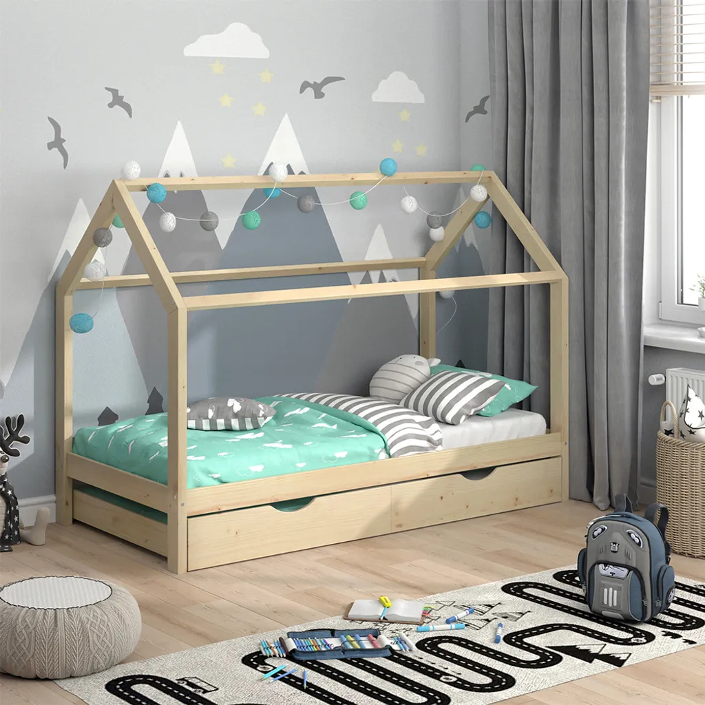 Lit cabane Vitalispa Wiki 90x200 cm pour optimiser les chambres - 4