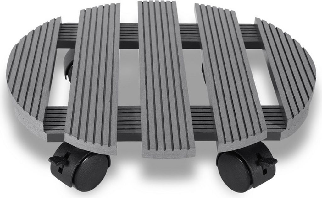 TolleTour TolleTour 2x Pflanzenroller WPC Blumenroller Blumentopfuntersetzer Rollbrett Grau Rund