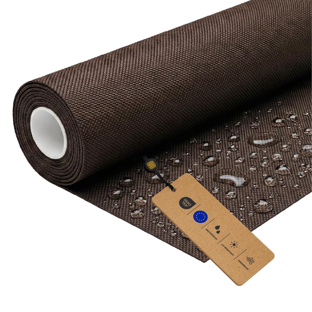 LOMIQ Polyesterstoff Wasserdicht, 100x150 cm, Dunkelbraun, 366 g/m2, Meterware Stoff Outdoor, Reißfest & Pflegeleicht, Material für Markisenstoff...