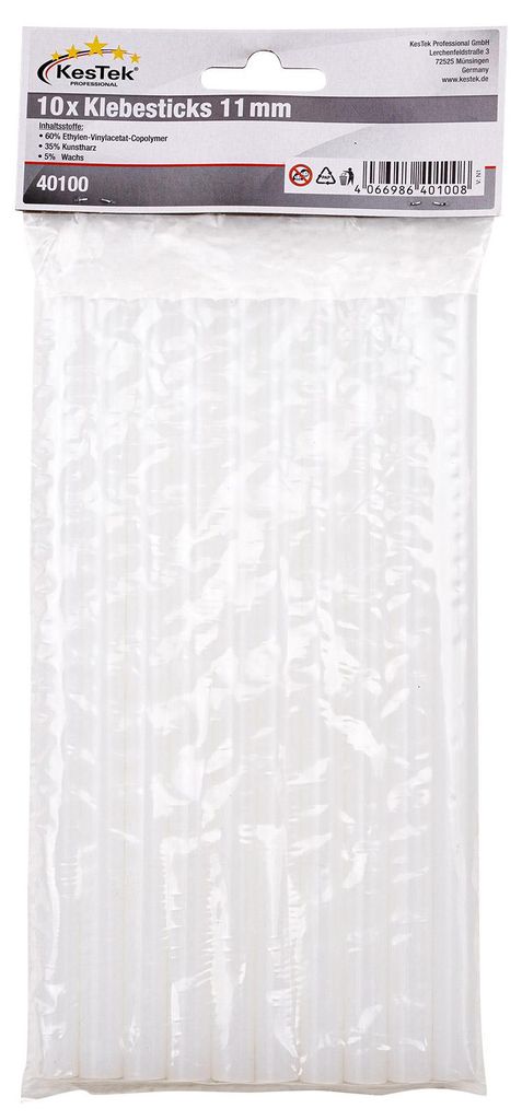 KesTek Heißklebesticks Heißklebepistole Patronen transparent 11x200mm 10er Set Klebestifte klar Heißkleber Kleber Sticks basteln Hobby Werkstatt Schreiner Lager Montage 394574 40100 4066986401008 Stabilo-Fachmarkt.de