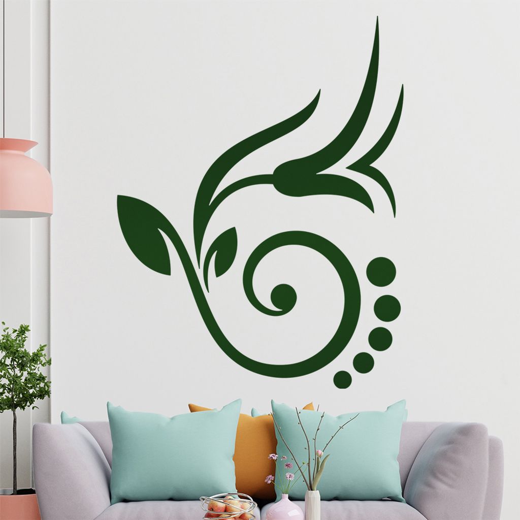 Blume - Linien Punkte Wandtattoo in 6 Größen - Wandaufkleber Wall Sticker - Dekoration, Küche, Wohnzimmer, Schlafzimmer, Badezimmer