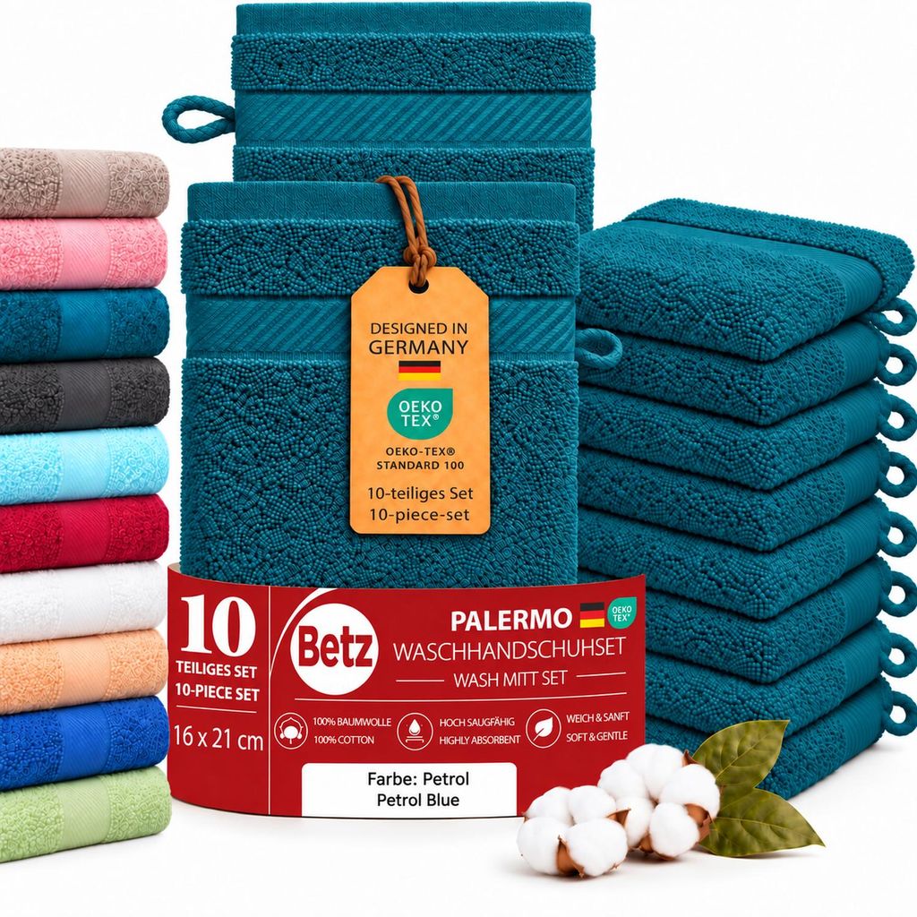 Betz 10 Stück Waschhandschuhe 16x21 cm PALERMO 100% Produktbild 