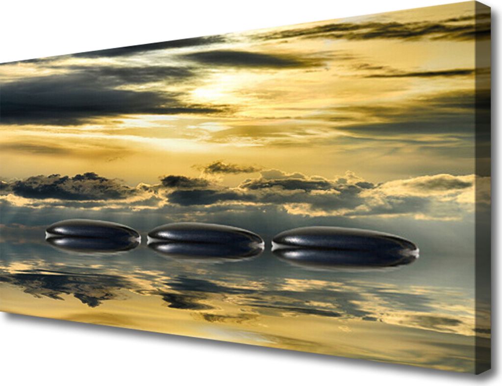 Tulup Leinwand-Bilder 100x50 Wandbild Canvas Kunstdruck Steine Wasser Kunst