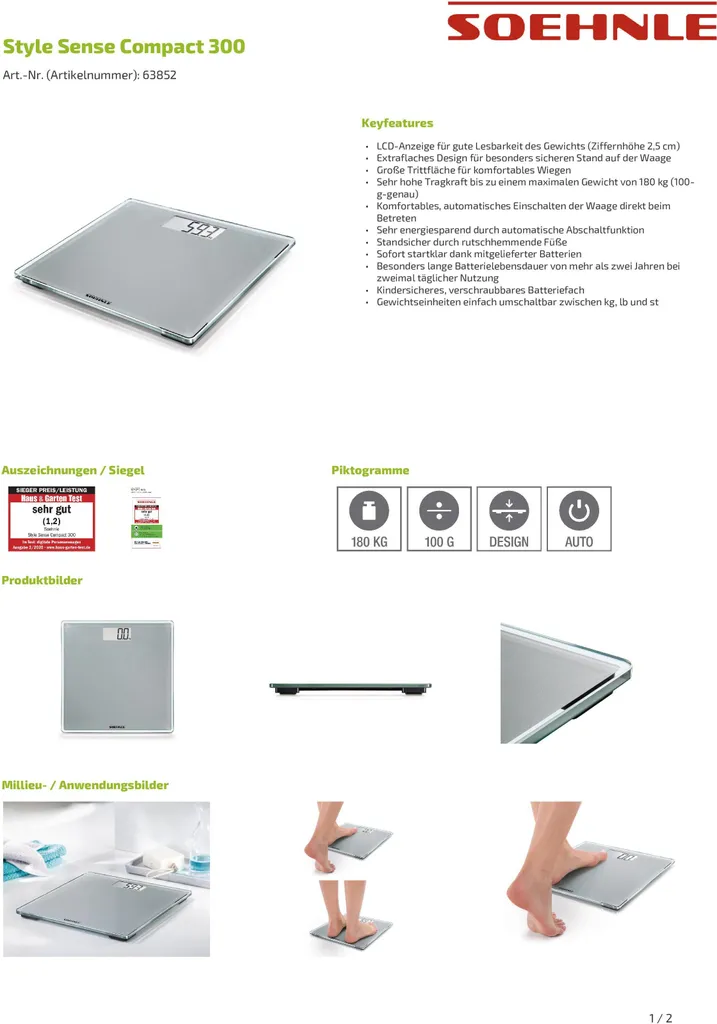 Pèse-personne PWD Style Sense Compact 300 - Balance Digitale Précise - 26