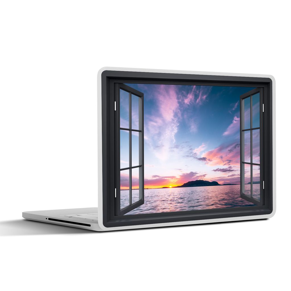 MuchoWow Laptop Aufkleber Sticker Cover Mit Blick auf - Meer - Sonnenuntergang 40x30 cm - Laptop Dekoration - Selbstklebend