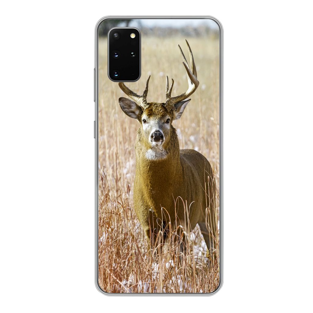 MuchoWow Handyhülle Schutzhülle Hülle für Samsung Galaxy S20 Plus Hirsche - Gras - Herbst - Tiere - Natur - Geweih Silikon Softcase Handy Hü...