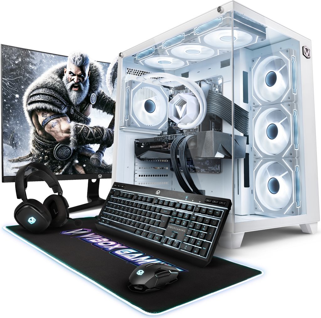 Vibox VIII-202 Gaming PC Set Komplett - Monitor 27 Zoll - Intel Core i9 12900KF 5,2 GHz - AMD Radeon RX 9070 XT 16 GB - 32 GB RAM - 1 TB NVMe M.2 S...