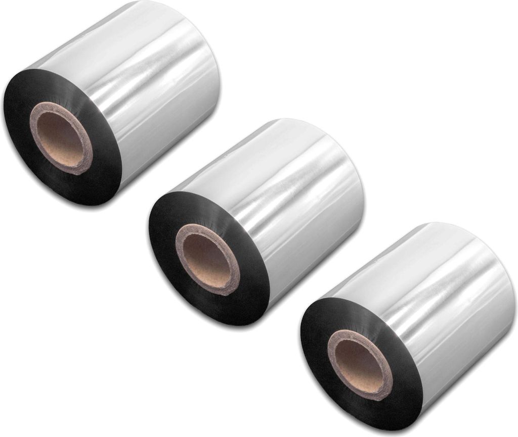 vhbw 3x Thermotransfer-Band kompatibel mit Bixolon Samsung SLP-TX403, SLP-TX400 Drucker Etikettendrucker, Wischfest, 70 mm x 300 m, Wachs Harz Schwarz