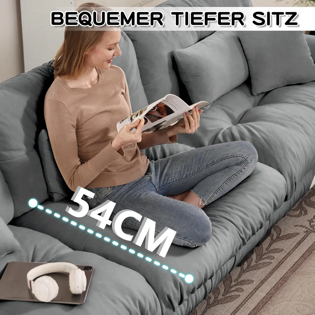 Canapé modulable pour salon, sofa 2 places confortable en chenille - 7