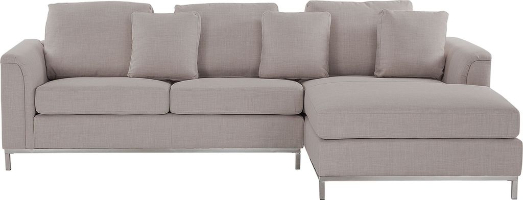 BELIANI Ecksofa Beige Polsterbezug L-Förmig Linksseitig Modern Zierkissen Wonzimmer