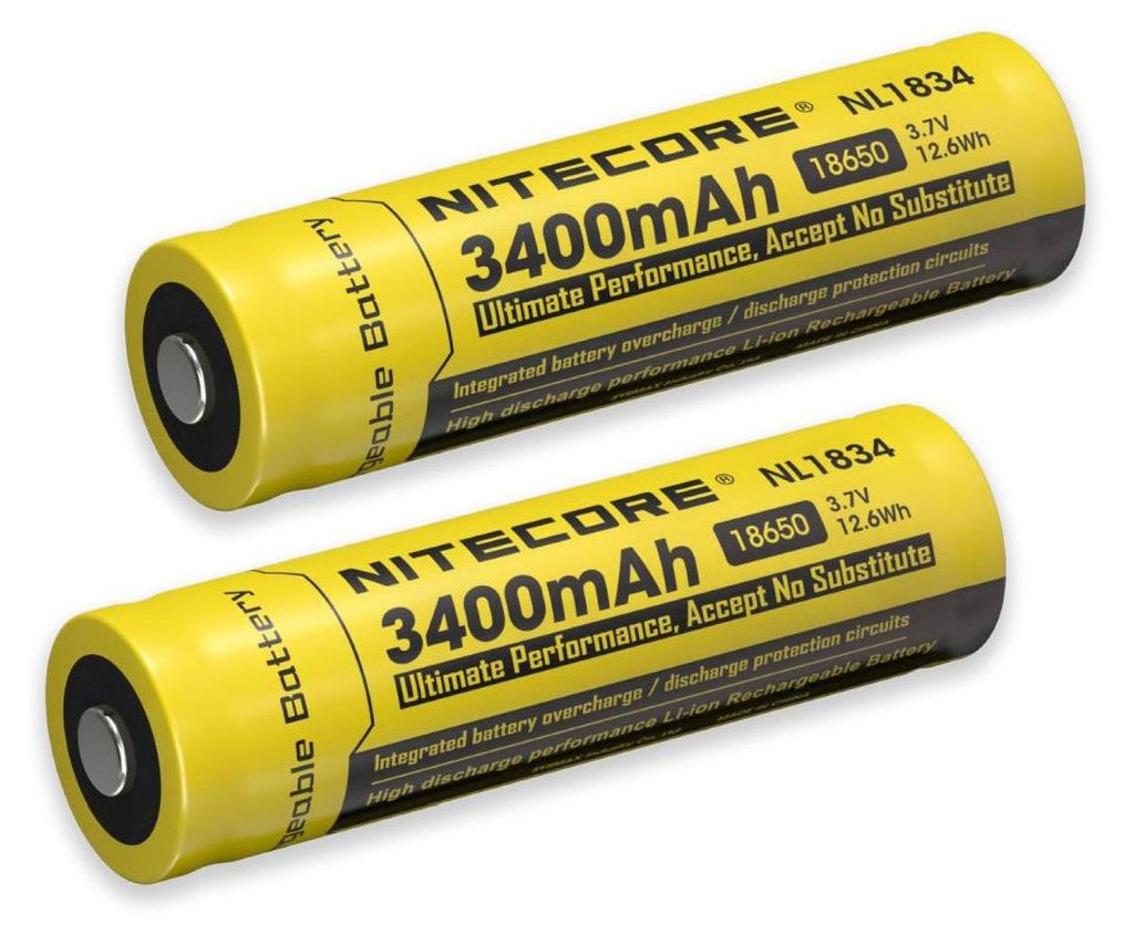 2x Nitecore Li-Ion Akku 18650 3400mAh NL1834 geschützt Produktbild 