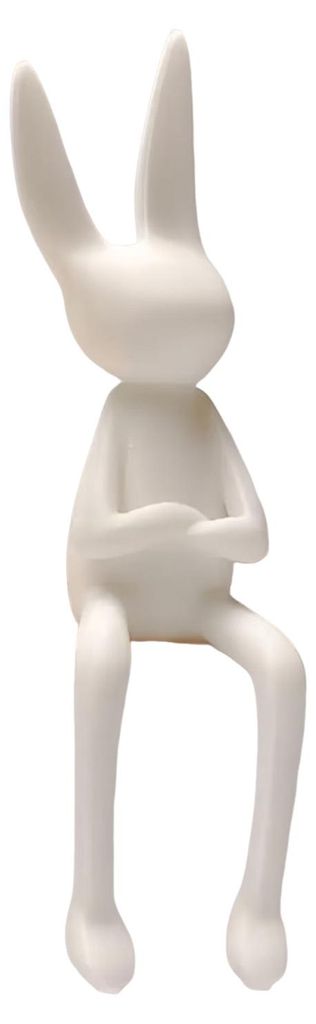Moderne sitzende Hasenfigur, Osterhasen-Skulptur für Wohnzimmer, Büro, Tisch, Regal oder TV-Schrank