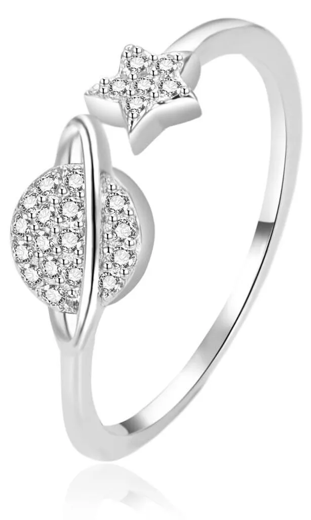 Anneau ouvert en argent sterling 925 brillant, taille 57 mm