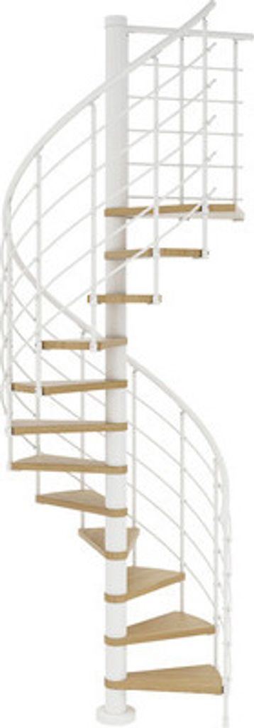 Pertura Spindeltreppe Koralia Eiche Leimholz Ø 160 cm Weiß 11 Stufen 12 Steigungen