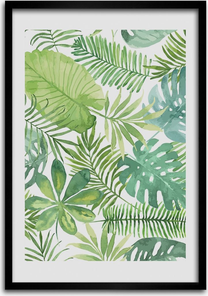 Bild - Bilderrahmen - Foto - 70 cm x 100 cm - MDF - Rahmen - Wandkunst - Tropische Blätter