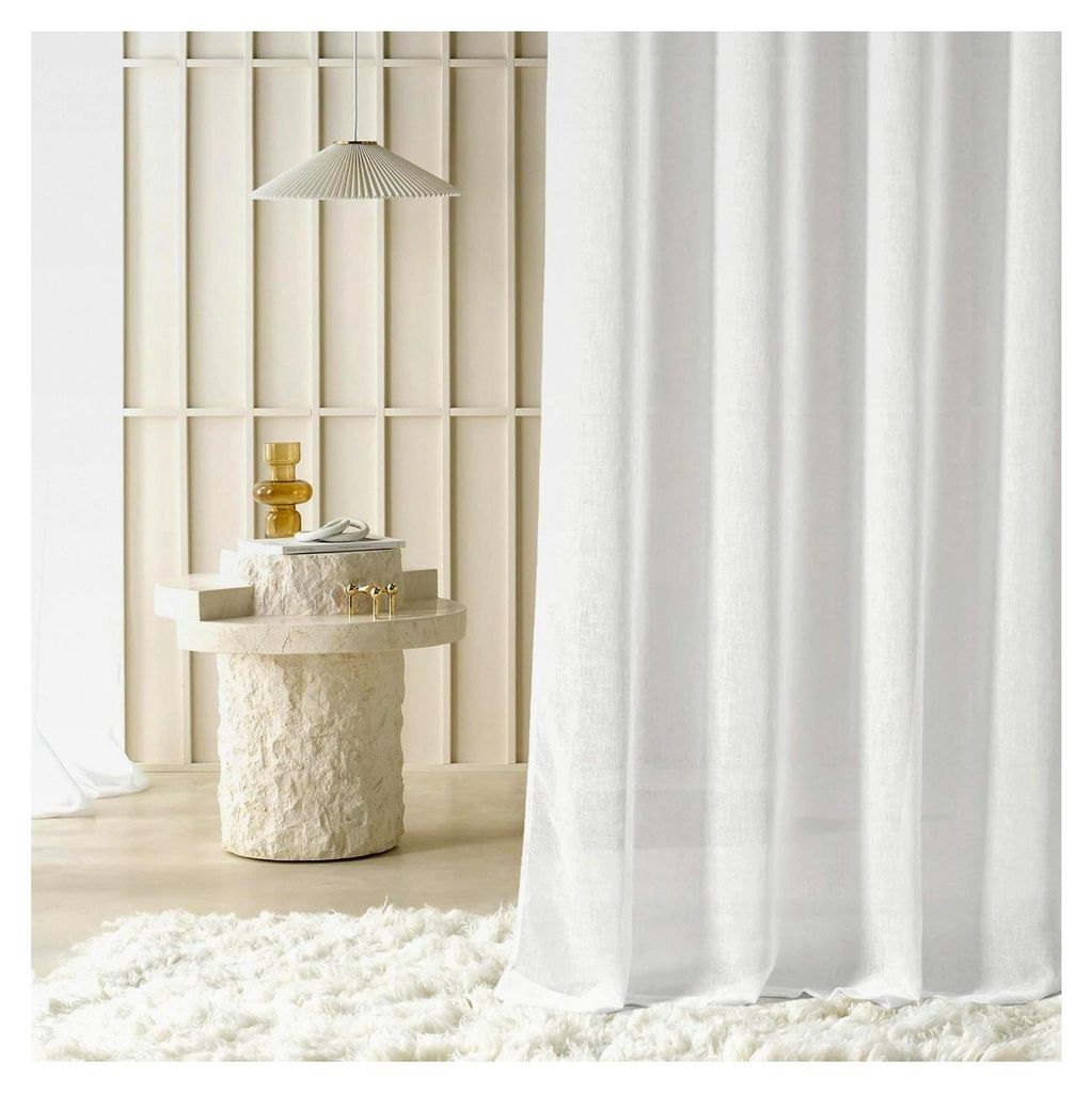 Gardine mit Kräuselband 140 x 240 cm Breite x Höhe Wohnzimmer Transparent modern Vorhang Schal Wohnzimmer Schlafzimmer für Schienensystem Weiß ...