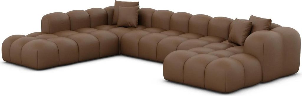 Echtleder U-Form XXL Lounge Wohnlandschaft Valora Braun Rechts