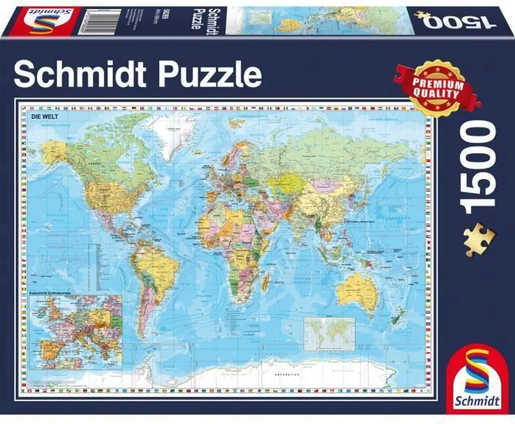Puzzle Mondo 1500 Pezzi Schmidt: Planisfero Blu Design 85x60cm