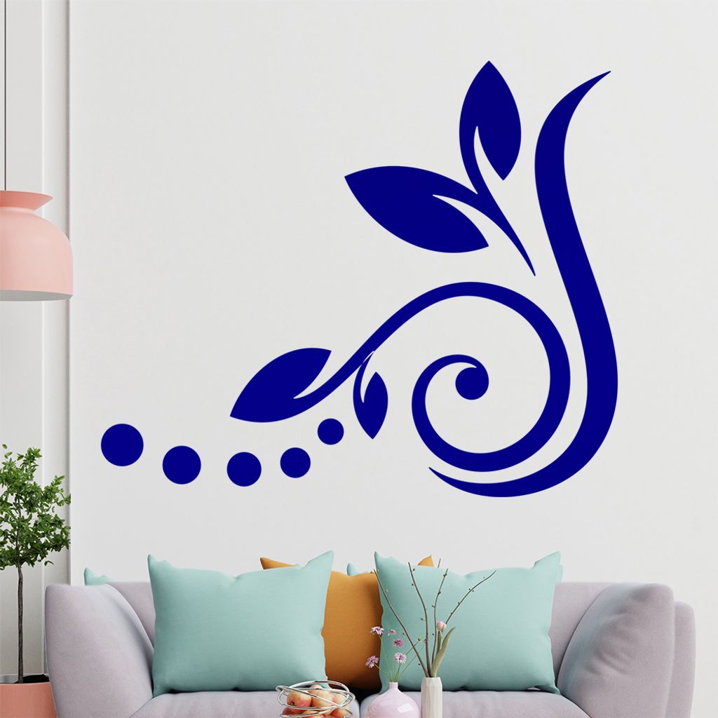 Blume - Linien Punkte Wandtattoo in 6 Größen - Wandaufkleber Wall Sticker - Dekoration, Küche, Wohnzimmer, Schlafzimmer, Badezimmer
