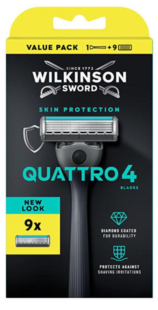 Wilkinson Quattro 4 Skin Protection Rasierer + 8 Ersatzklingen