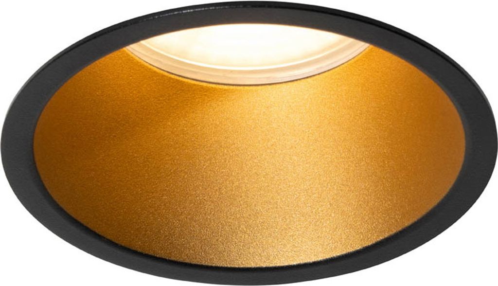 QAZQA - Moderne Außen Einbaustrahler schwarz mit Gold I Messing GU10 70mm IP44 - Dept I Außenbeleuchtung I Wohnzimmer I Schlafzimmer - Metall Run...