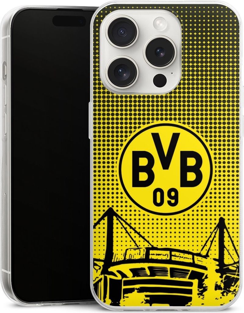DeinDesign Slim Hülle für Apple iPhone 15 Pro Silikon Case Ultra Dünn Handyhülle BVB Borussia Dortmund Stadion