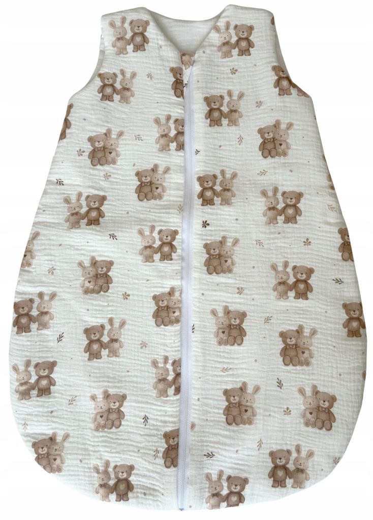 Musselin Babyschlafsack Baby 1.0 TOG mit Doppelreißverschluss 68-74 aus 100% Baumwolle