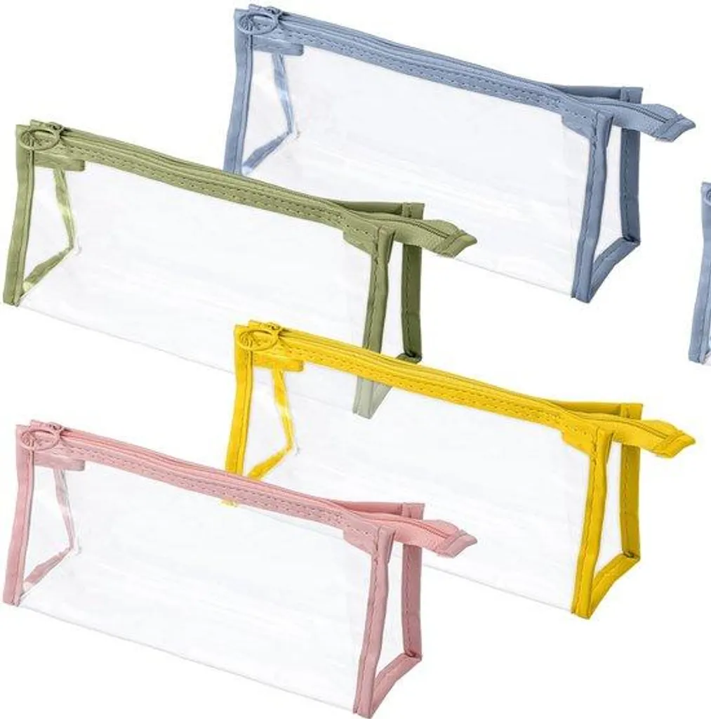 Lot de 4 trousses transparentes écolier et voyage multicolores