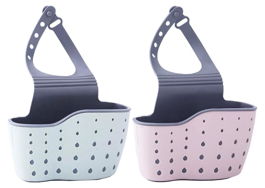 2er Set Küchenspülen Hängekorb, Spüle Regal Korb, Verstellbarer Aufbewahrungskorb für Spüle, Schwammhalter mit Abflusslöchern, Spülbecken O...