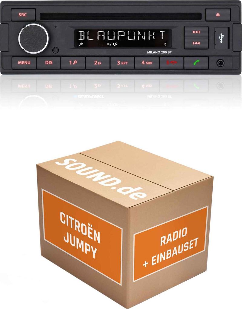 Autoradio Einbaupaket Blaupunkt Milano 200 BT passend für Citroën Jumpy + RD45 | Bluetooth USB