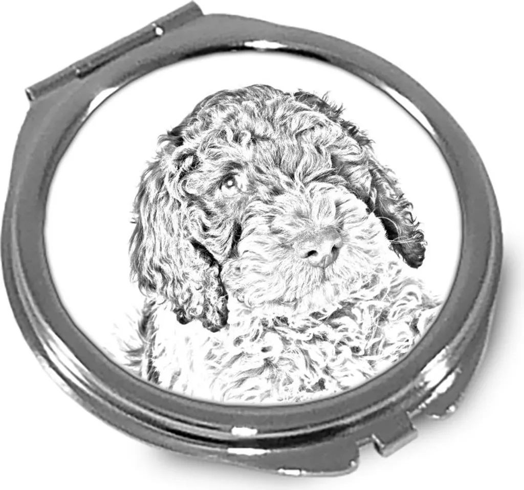 Cane da acqua della Romagna, Lagotto Romagnolo - Specchietto tascabile con cane, specchietto tascabile personalizzato, specchietto compatto con logo Art-Dog