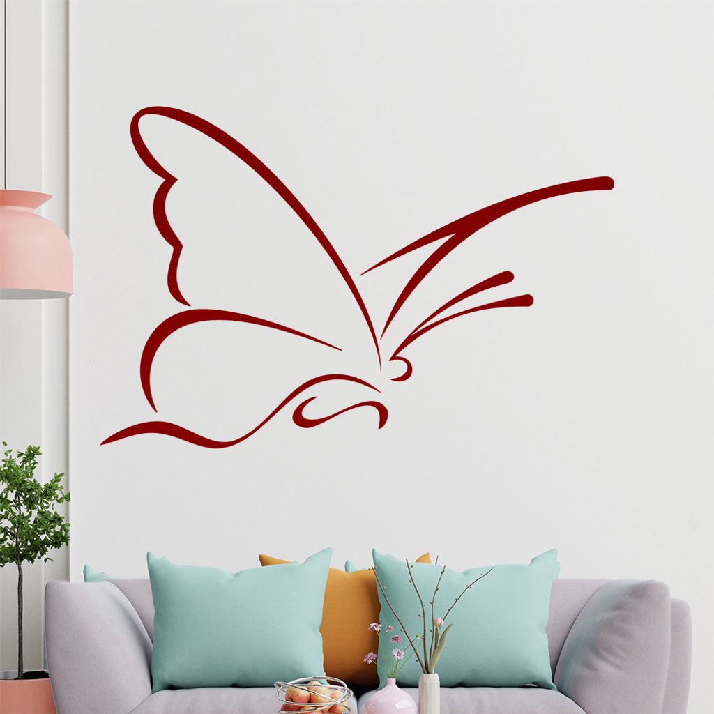 Schmetterling Linien Wandtattoo in 6 Größen - Wandaufkleber Wall Sticker - Dekoration, Küche, Wohnzimmer, Schlafzimmer, Badezimmer