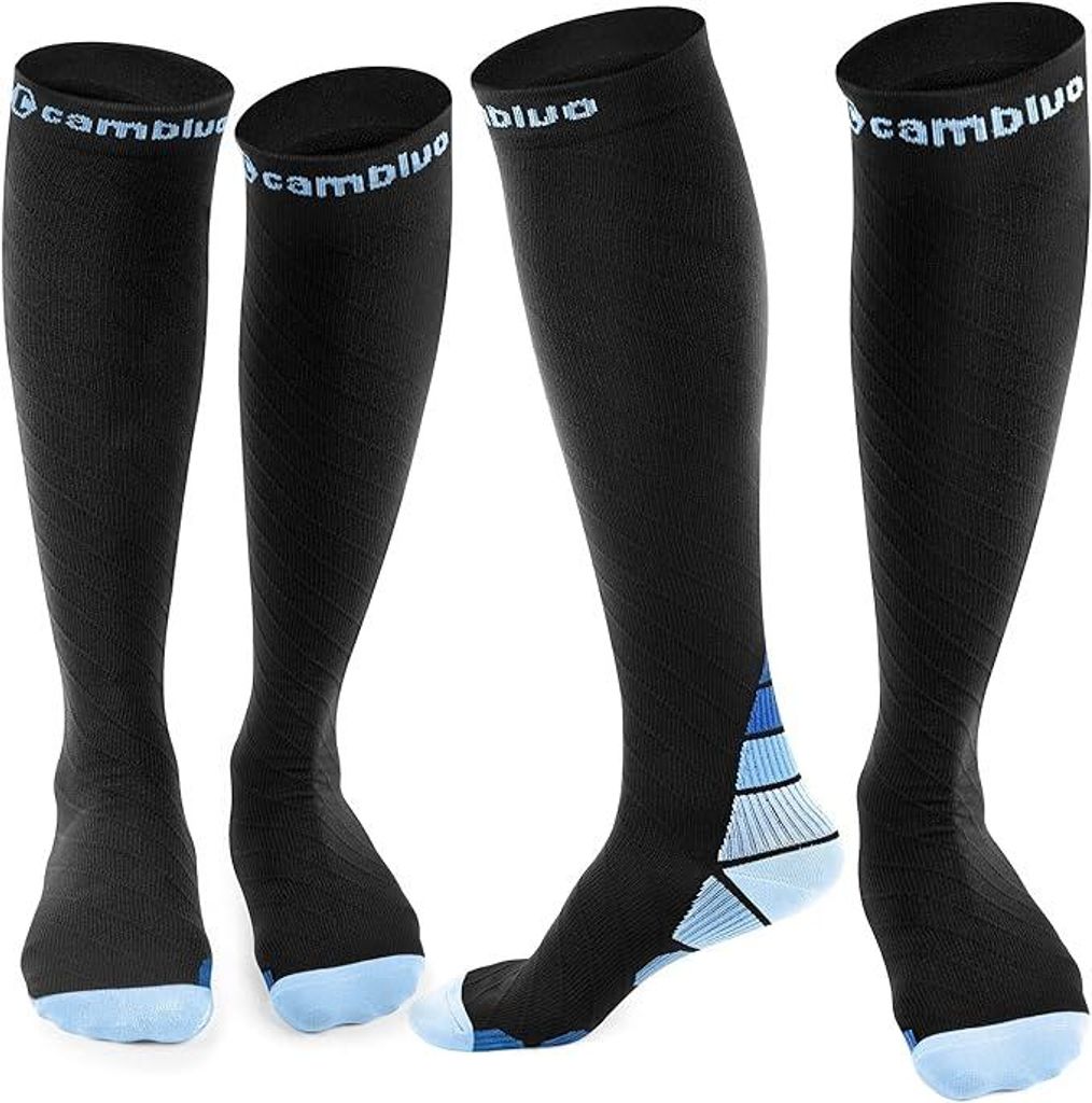 CAMBIVO Kompressionsstrümpfe Damen und Herren 2 Paar, Kompressionssocken Stützstrümpfe für Laufen, Sport, Flug, Reise, Radsport