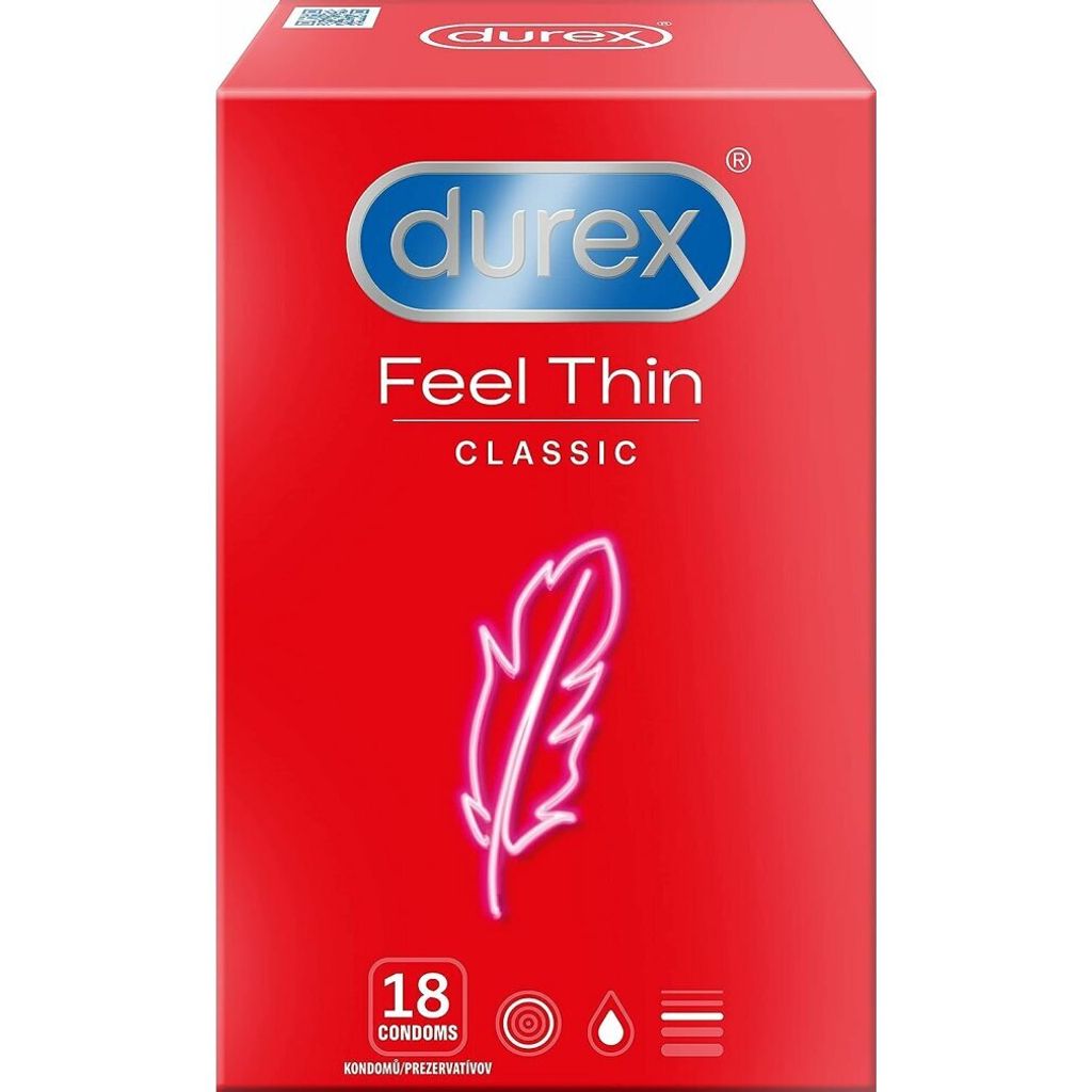 18 Stück Durex Feel Thin Classic Kondome Gefühlsecht dünn Breite von 56 mm