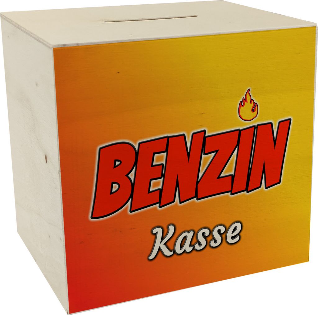 Benzinkasse Spardose aus Holz für Spritgeld