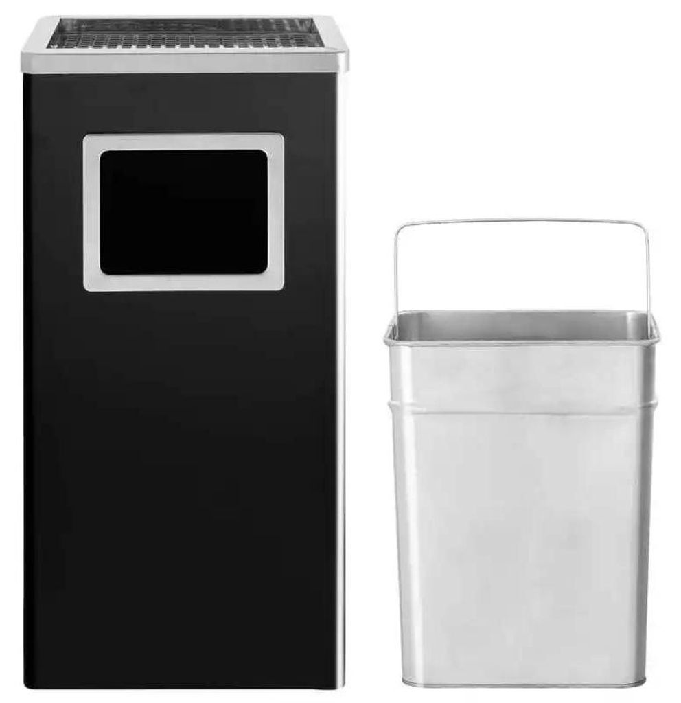 Hotel Aschenbecher Mülleimer - Stand-Abfalleimer - 45 l Volumen - Edelstahl - Für Hotel und Gastronomie - 30 x 24 x 61 cm - Schwarz