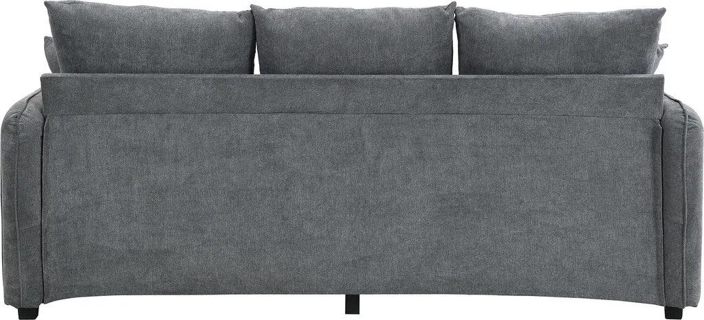 Canapé convertible en chenille avec rangement et pouf modulable Sweiko - 12