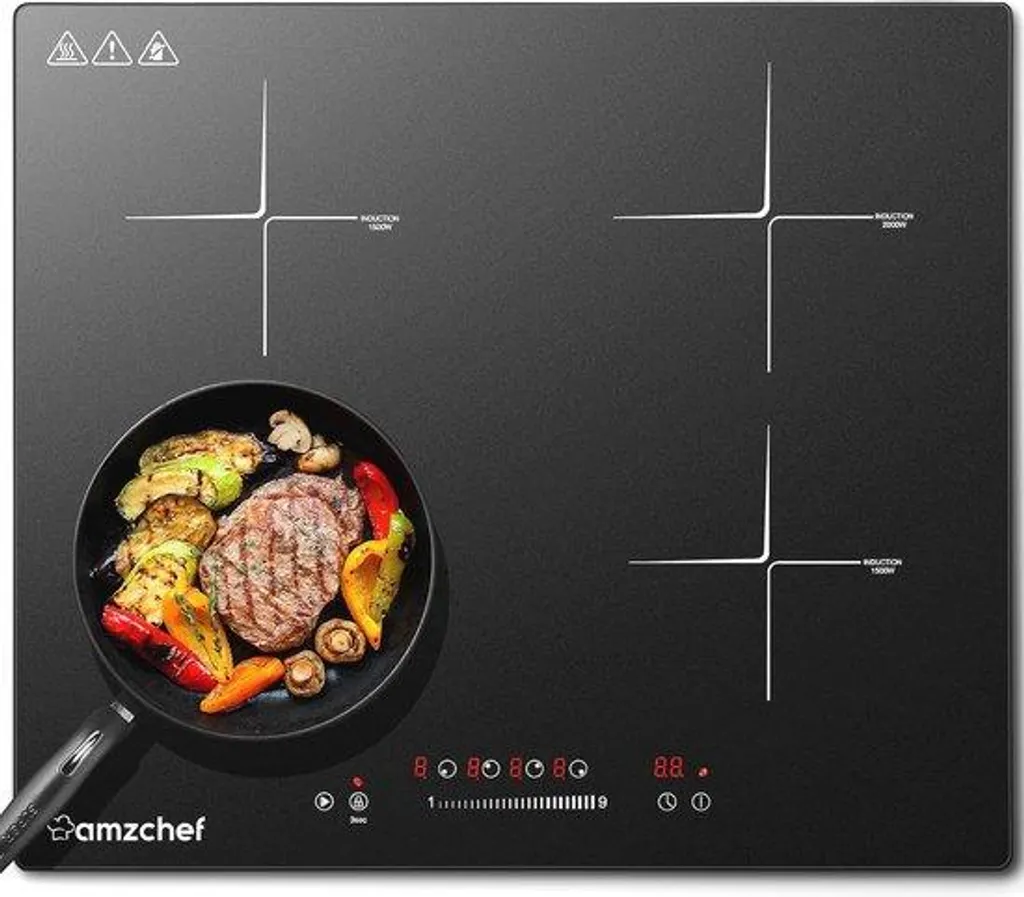 Plaque induction efficace 4 zones 7000W avec 9 niveaux et arrêt sécurité